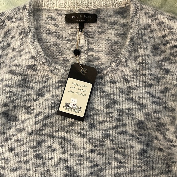 Rag & Bone Jayda Knit Pullover Sweater. Patterned knit, contrast hem&cuffs L NWT - Picture 3 of 6